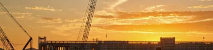 industrial skyline at sunset